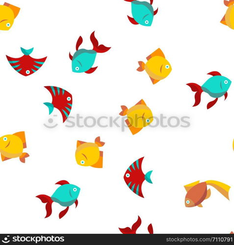 Fish, Exotic Species Vector Seamless Pattern Color Flat Illustration. Fish, Exotic Species Vector Seamless Pattern