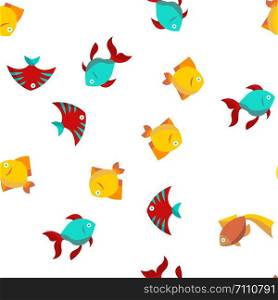 Fish, Exotic Species Vector Seamless Pattern Color Flat Illustration. Fish, Exotic Species Vector Seamless Pattern