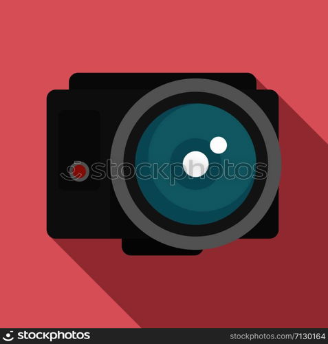Fish eye action camera icon. Flat illustration of fish eye action camera vector icon for web design. Fish eye action camera icon, flat style