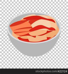 Fish fillet in a bowl isometric icon 3d on a transparent background vector illustration. Fish fillet in a bowl isometric icon