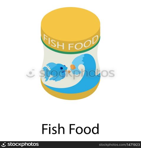 Fish food box icon. Isometric of fish food box vector icon for web design isolated on white background. Fish food box icon, isometric style