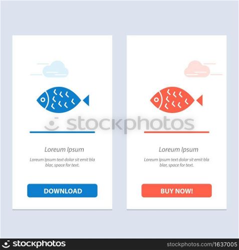 Fish, Food, Easter, Eat  Blue and Red Download and Buy Now web Widget Card Template