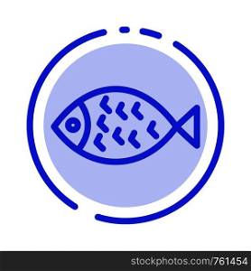 Fish, Food, Easter, Eat Blue Dotted Line Line Icon