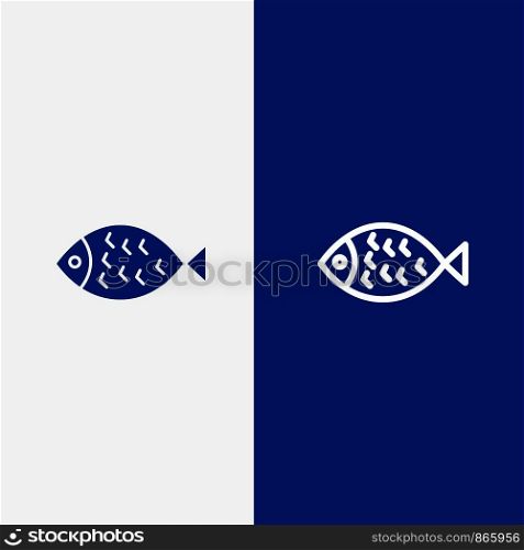 Fish, Food, Easter, Eat Line and Glyph Solid icon Blue banner Line and Glyph Solid icon Blue banner