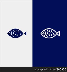 Fish, Food, Easter, Eat Line and Glyph Solid icon Blue banner Line and Glyph Solid icon Blue banner