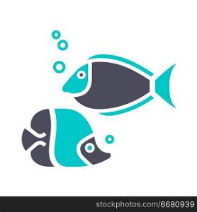 Fish, gray turquoise icon on a white background. New gray turquoise icon on a white background