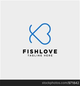 fish heart line logo template vector illustration icon element isolated. fish heart line logo template vector illustration icon element