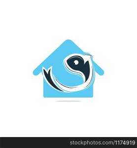 Fish house vector logo design. Fish and home icon vector design icon.
