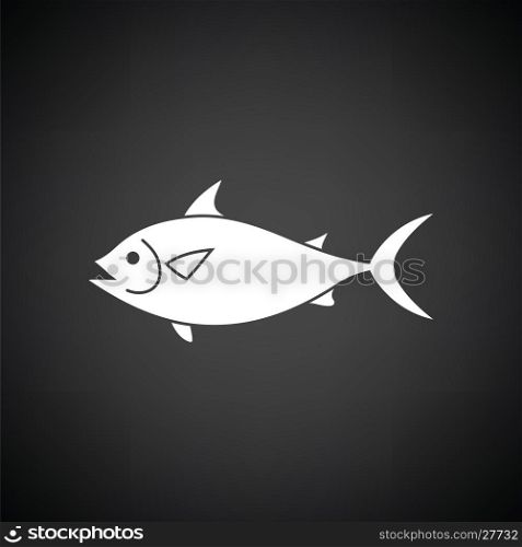 Fish icon. Black background with white. Vector illustration.