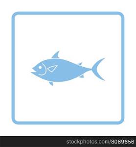 Fish icon. Blue frame design. Vector illustration.