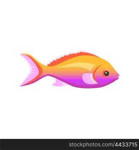 Fish icon design flat isolated. Fish sea animal or food, wildlife aquatic and nature ocean river fish, seafood life swimming with tail and fin, fauna marine style exotic, vector illustration