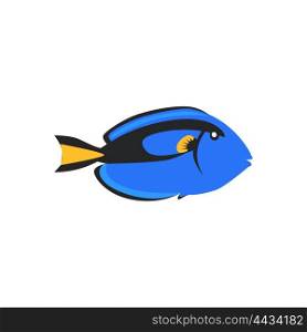 Fish icon design flat isolated. Fish sea animal or food, wildlife aquatic and nature ocean river fish, seafood life swimming with tail and fin, fauna marine style exotic, vector illustration