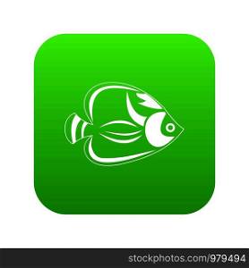 Fish icon digital green for any design isolated on white vector illustration. Fish icon digital green