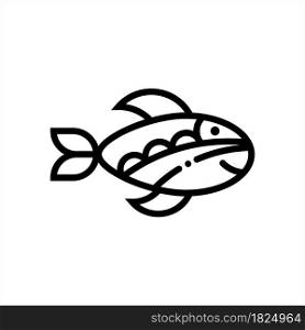 Fish Icon, Fish Silhouette, Aquatic Craniate Animal Vector Art Illustration