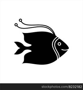 Fish Icon, Fish Silhouette, Aquatic Craniate Animal Vector Art Illustration