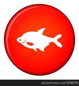Fish icon in red circle isolated on white background vector illustration. Fish icon, flat style