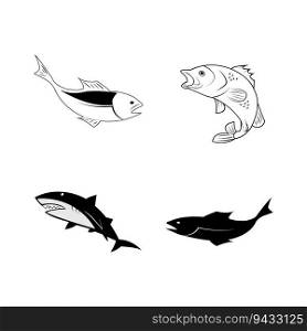 fish icon logo vector design template