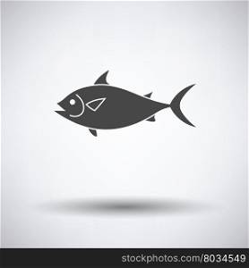Fish icon on gray background, round shadow. Vector illustration.