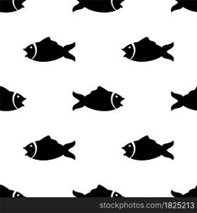 Fish Icon Seamless Pattern, Fish Silhouette Icon Vector Art Illustration