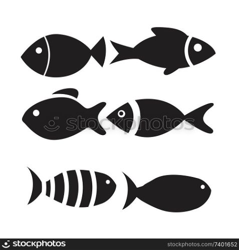 fish icon set isolated on white background