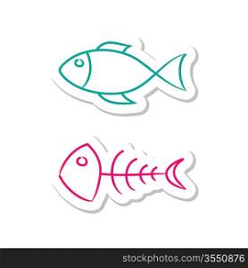 Fish Icons on White Background