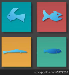 fish icons set