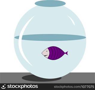 Fish in bowl, illustration, vector on white background.