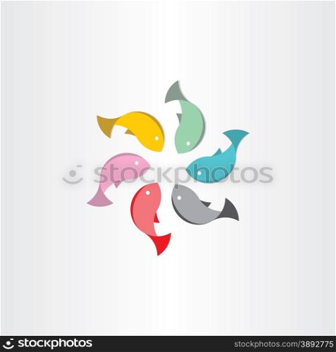 fish in circle abstract vector symbol design