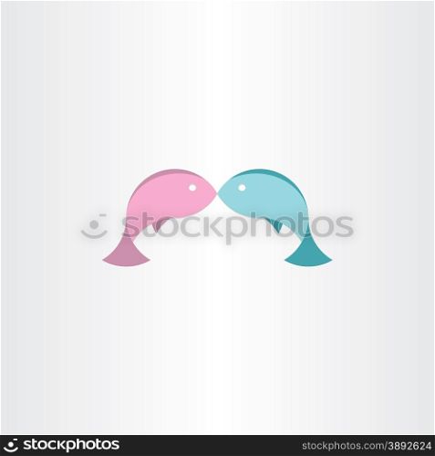 fish in love kissing abstract icon