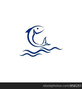 Fish jump Logo Template vector icon design