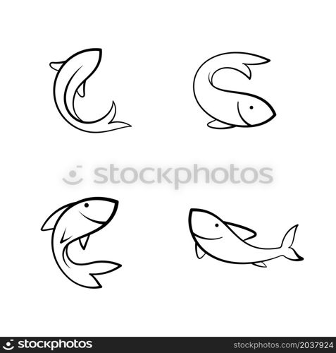 Fish line icon, abstract fish vector illustration