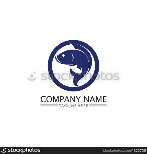 Fish logo and aquatic animal icon template Creative vector symbol