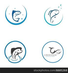 Fish logo, fishinghook, fish oil and seafood restaurant icon. With vector icon concept