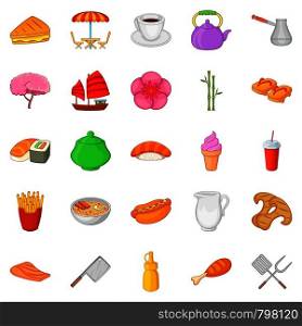 Fish meal icons set. Cartoon set of 25 fish meal vector icons for web isolated on white background. Fish meal icons set, cartoon style