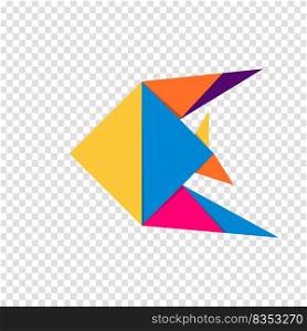 Fish origami. Abstract colorful vibrant fish logo design. Animal origami. Vector illustration