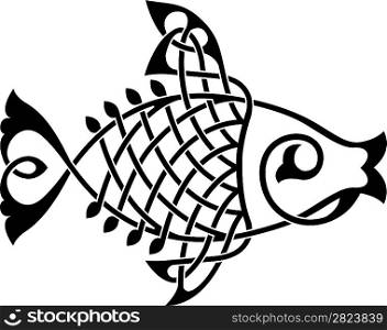Fish ornate silhouette on a white background vector