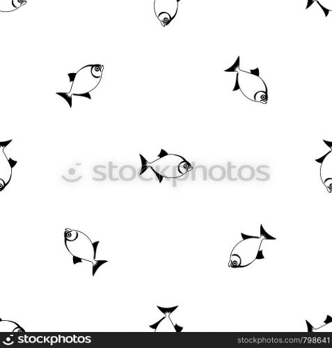 Fish pattern repeat seamless in black color for any design. Vector geometric illustration. Fish pattern seamless black