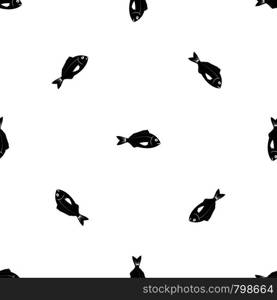 Fish pattern repeat seamless in black color for any design. Vector geometric illustration. Fish pattern seamless black