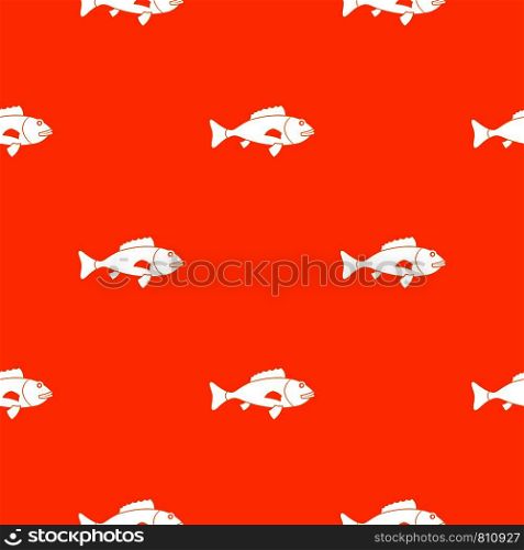 Fish pattern repeat seamless in orange color for any design. Vector geometric illustration. Fish pattern seamless