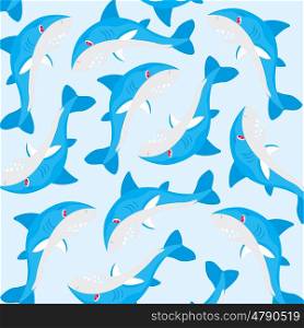 Fish Pattern shark. Ravenous fish shark on turn blue background is insulated