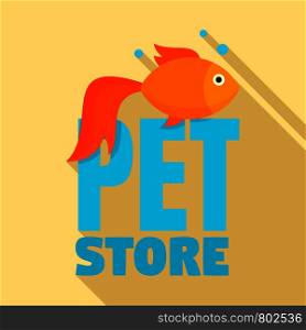 Fish pet store logo. Flat illustration of fish pet store vector logo for web design. Fish pet store logo, flat style