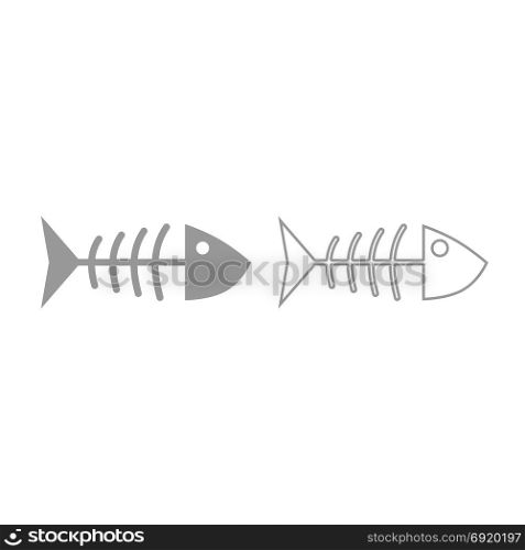 Fish sceleton icon. Grey set .. Fish sceleton icon. It is grey set .