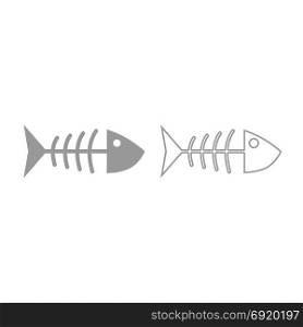 Fish sceleton icon. Grey set .. Fish sceleton icon. It is grey set .