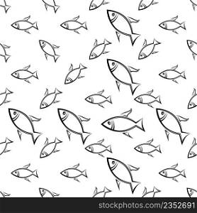 Fish Seamless Pattern Design Vector Art Illustration