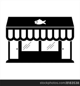 Fish Shop Icon, Fish Selling Shop Store Vector Art Illustration
