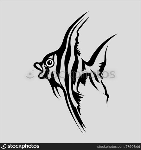 fish silhouette on gray background, vector illustration