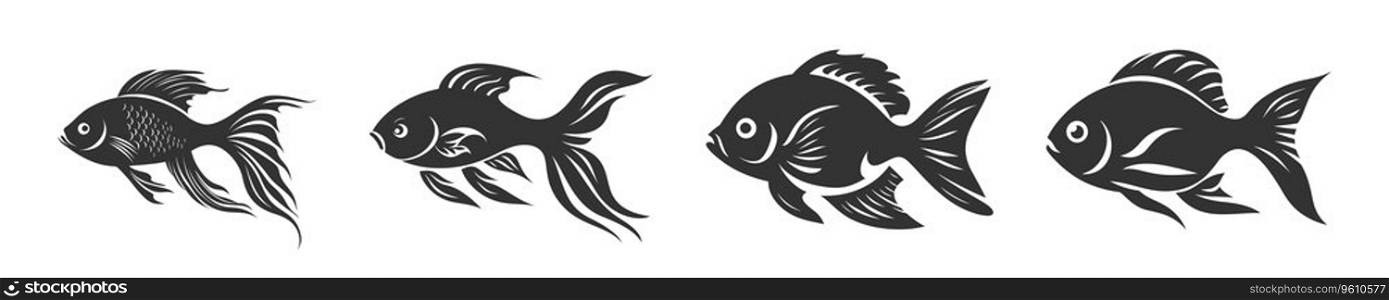 Fish silhouette set. Vector illustration.