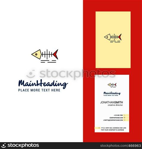 Fish skull Creative Logo and business card. vertical Design Vector