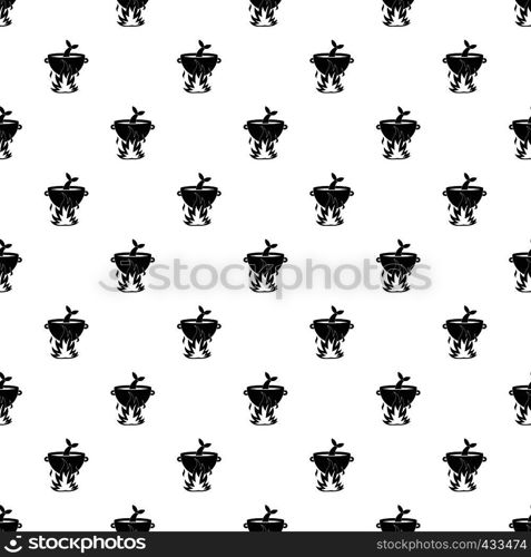 Fish soup on a fire pattern seamless in simple style vector illustration. Fish soup on a fire pattern vector