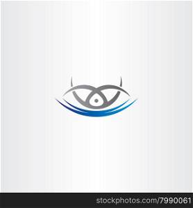 fish swim in blue water wave icon vector design